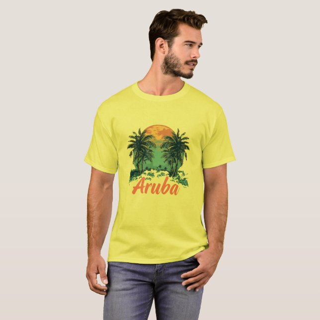 Aruba Island Design (version 2) - Manar Basic T-Sh T Shirt (Hel framsida)