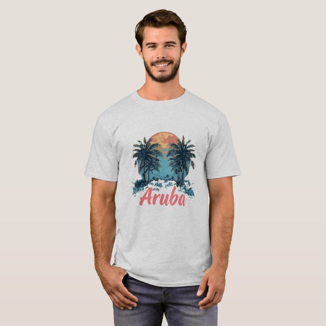 Aruba Island Design (version 2) - Manar Basic T-Sh T Shirt (Hel framsida)