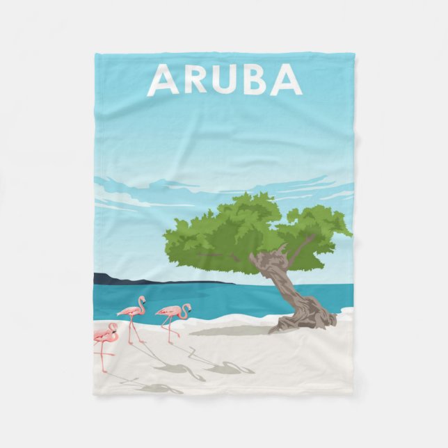 Aruba Island Travel Flamingo | FamiljeFlamingo Fleecefilt (Framsidan)