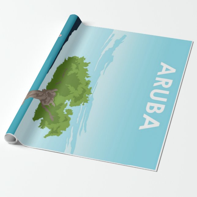 Aruba Island Travel Flamingo | FamiljeFlamingo Presentpapper (Utrullad)