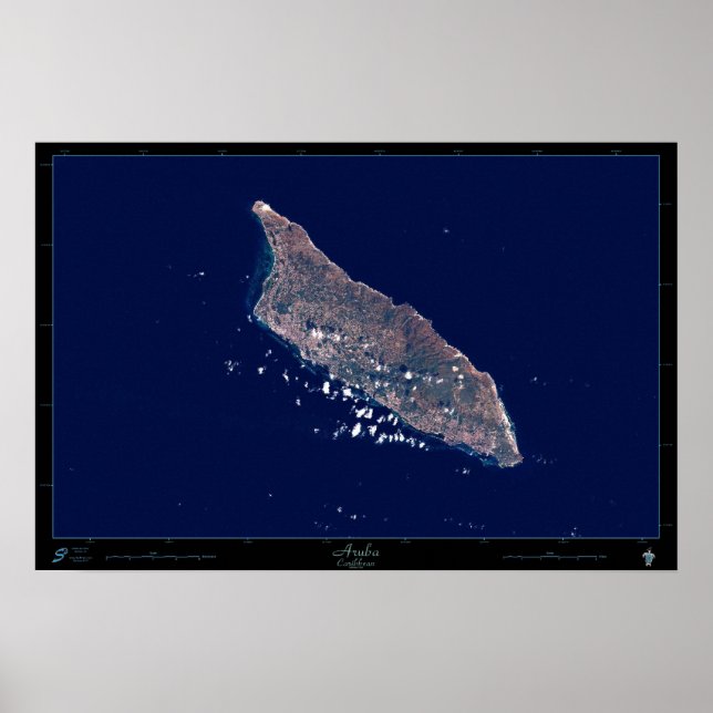 Aruba, Karibien Satellit Affisch (Framsidan)