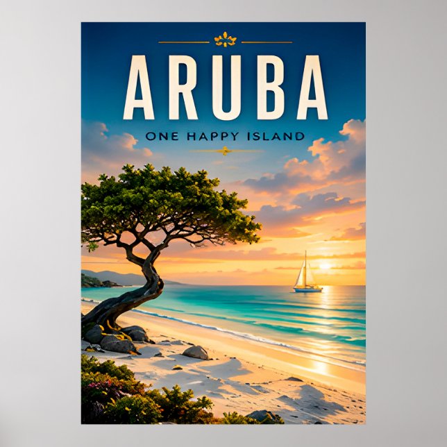 🌴 Aruba Karibisk Strandutflykt ☀️ Poster (Framsidan)