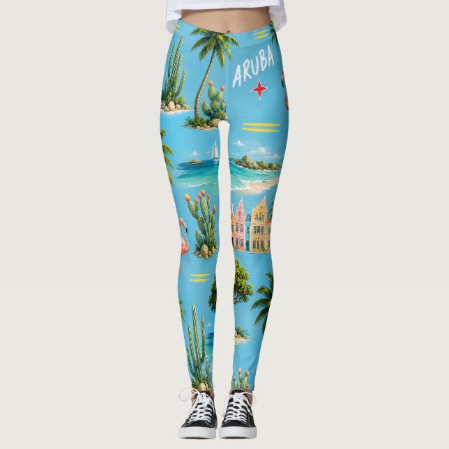 Aruba Karibiskt ö fyr resminne Leggings (Framsida)