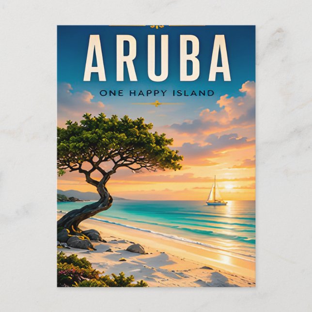 🌴 Aruba Karibiskt Strandäventyr ☀️ Vykort (Framsida)