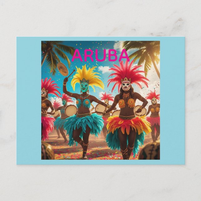 Aruba karnevalsfärger svajar vykort (Framsida)