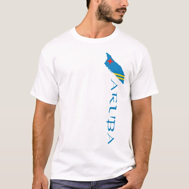 Aruba Landskarta Flagga T Shirt (Framsida)