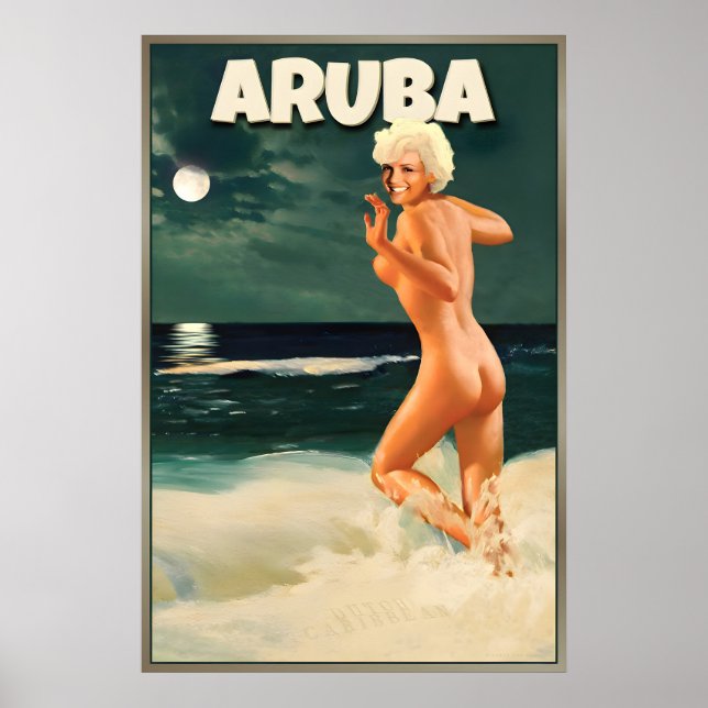Aruba Marilyn Monroe Moon Beach Nederländska Karib Poster (Framsidan)