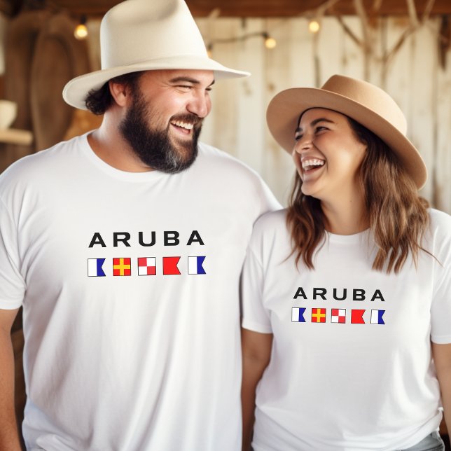 Aruba Maritime Nautical Signal Flaggor Light-Färg T Shirt (Skapare uppladdad)