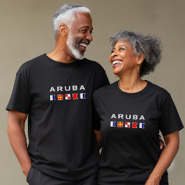 Aruba Maritime Nautical Signal Flaggor Mörk Färg T Shirt