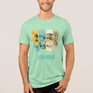 aruba med pastellfärgade blommor i penseldrag t shirt