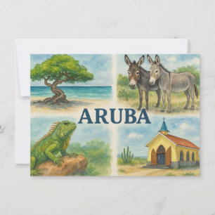 Aruba multivy akvarell inbjudningar