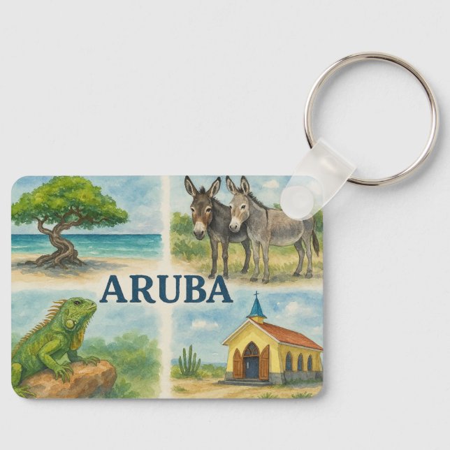 Aruba multivy akvarell nyckelring (Framsida)