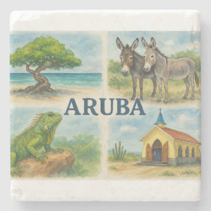 Aruba multivy akvarell stenunderlägg