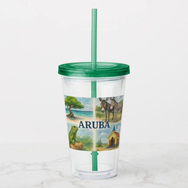Aruba multivy akvarell take away mugg (Framsida)