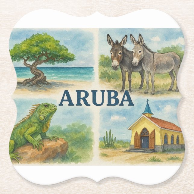 Aruba multivy akvarell underlägg papper (Framsida)
