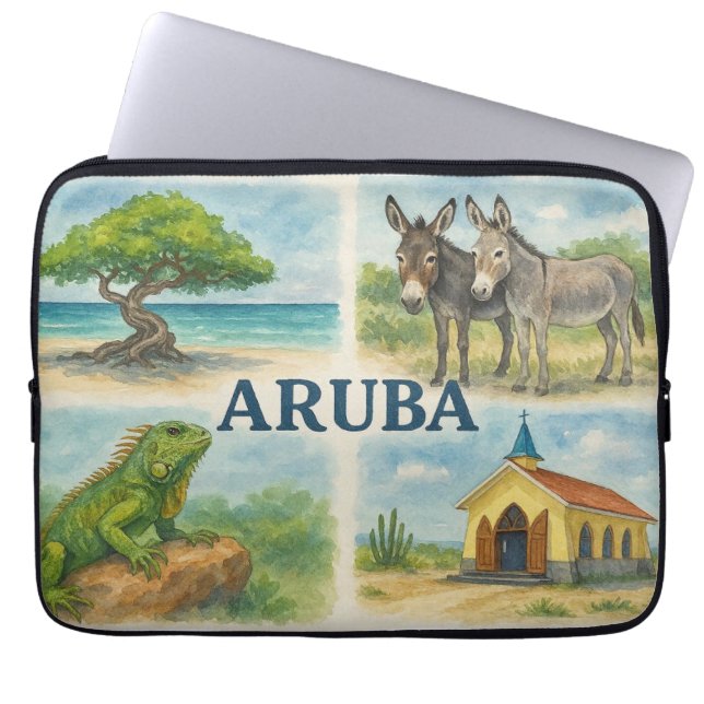 Aruba multivy vattenfärg laptop fodral (Framsidan)