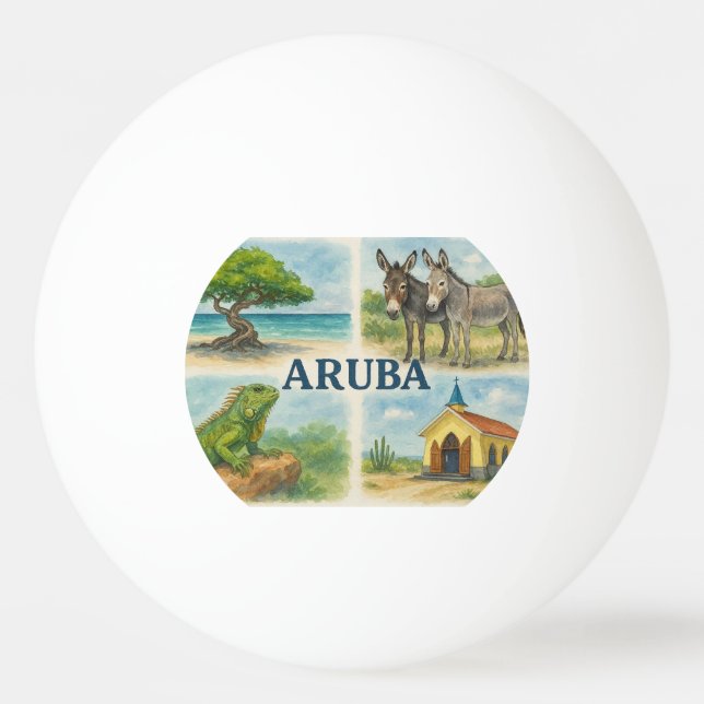 Aruba multivy vattenfärg pingisboll (Framsidan)