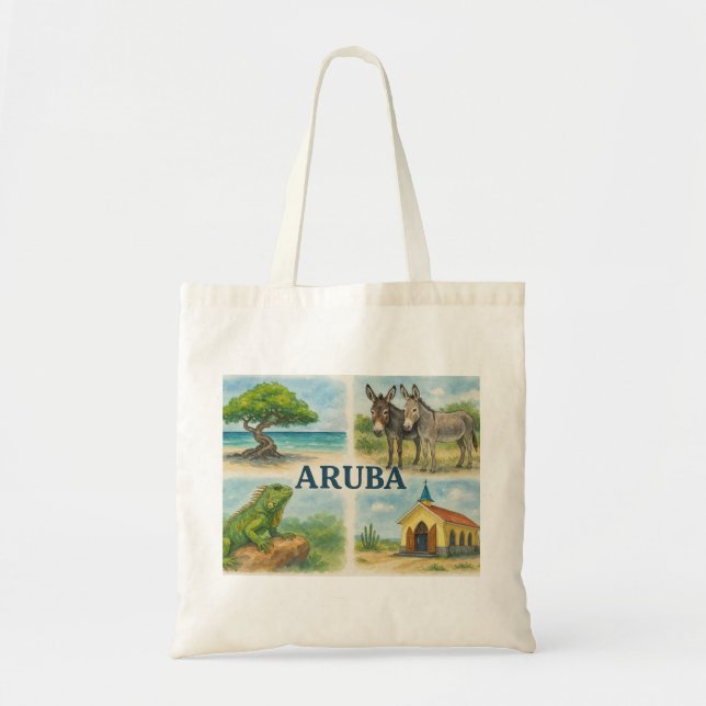 Aruba multivy vattenfärg tygkasse (Framsidan)