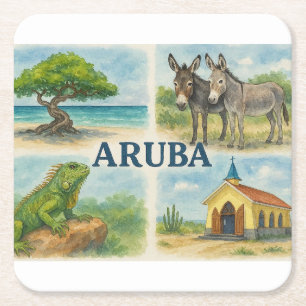 Aruba multivy vattenfärg underlägg papper kvadrat