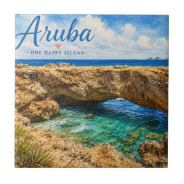 Aruba naturlig bro stenformation Karibien  Kakelplatta