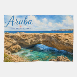 Aruba naturlig bro stenformation Karibien  Kökshandduk