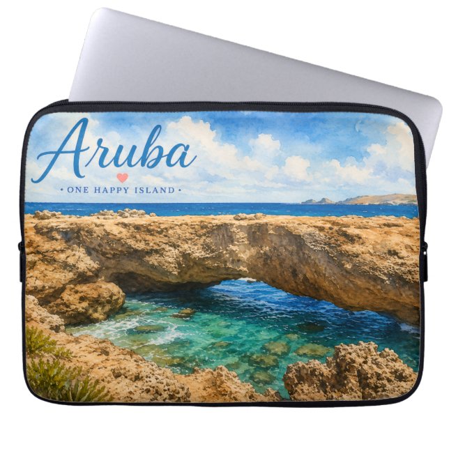 Aruba naturlig bro stenformation Karibien  Laptop Fodral (Framsidan)