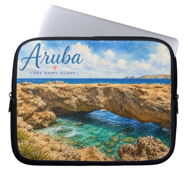 Aruba naturlig bro stenformation Karibien  Laptop Fodral (Framsidan)