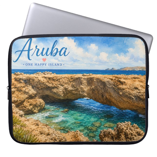 Aruba naturlig bro stenformation Karibien  Laptop Fodral (Framsidan)