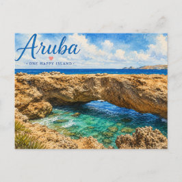 Aruba naturlig bro stenformation Karibien  Vykort