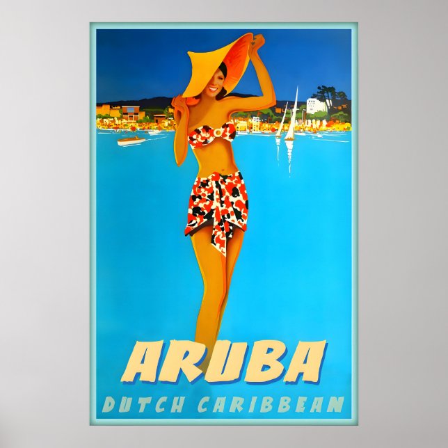 Aruba Nederländska Karibien Tropisk ABC-öarna Resa Poster (Framsidan)