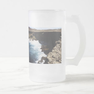Aruba Ocean Krockar På Klipporna Frostat Ölglas