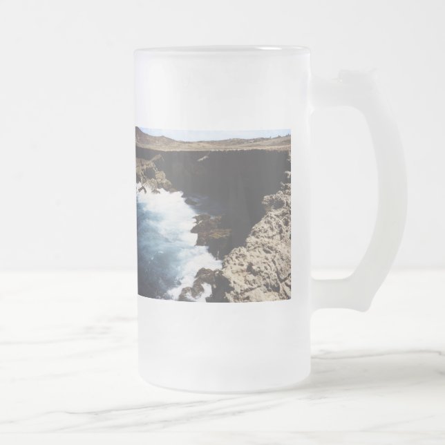Aruba Ocean Krockar På Klipporna Frostat Ölglas (Höger)