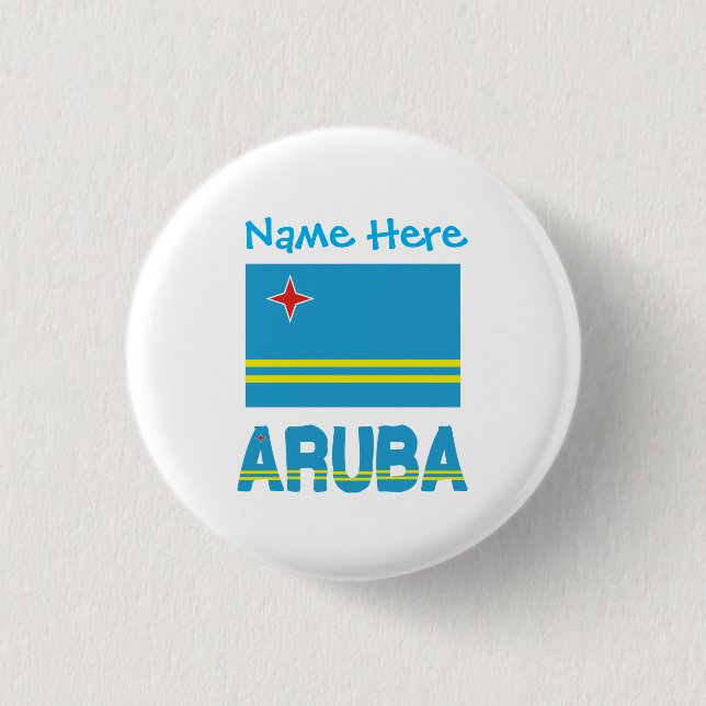 Aruba och Aruban Flagga Blue Personalization Knapp (Framsida)