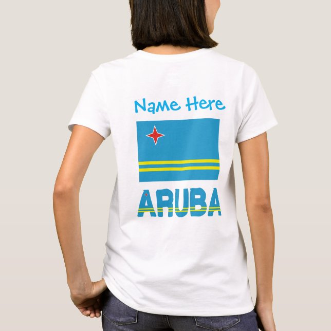 Aruba och Aruban Flagga Blue Personalization Women T Shirt (Baksida)