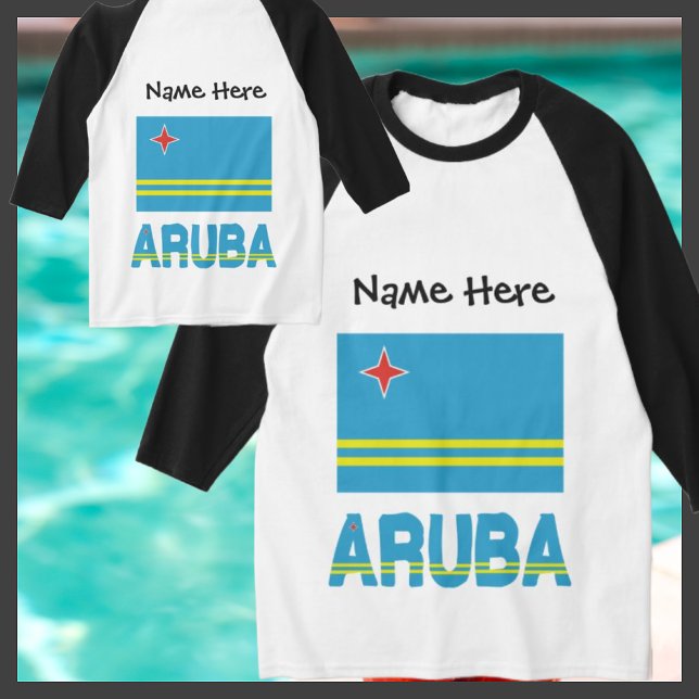 Aruba och Aruban Flagga Personlig Long Sleased T Shirt (Skapare uppladdad)