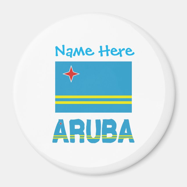 Aruba och Arubansk flagga Blå personalisering  Magnet (Framsidan)