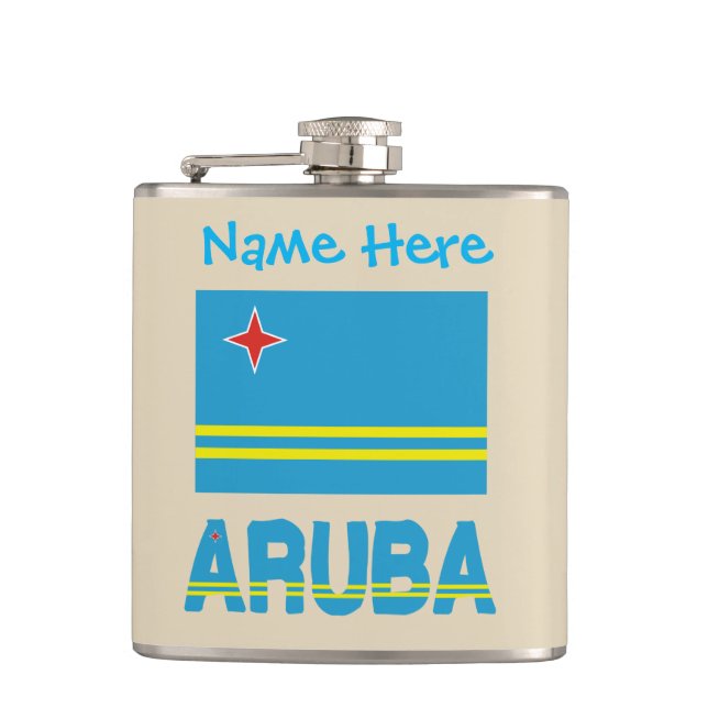 Aruba och Arubansk flagga med personlig  Fickplunta (Framsidan)
