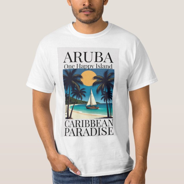 Aruba One Happy Island  T Shirt (Framsida)