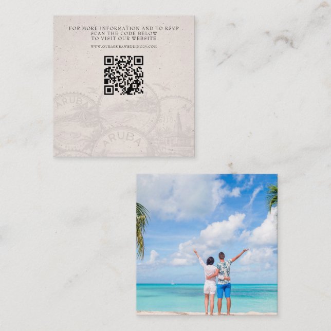 Aruba Passport Bröllop QR Tilläggskort (Fram/baksida)