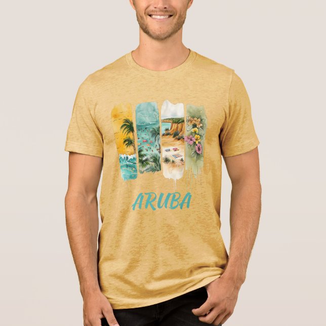 Aruba pastellblommor penseldrag t shirt (Framsida)