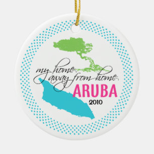 Aruba prydnad - mitt hem i väg från hem julgransprydnad keramik