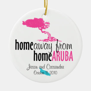 Aruba prydnad - som är hem- i väg från hem julgransprydnad keramik