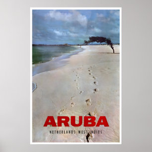 Aruba Resemaffisch Vintage Strand Konsttryck Poster
