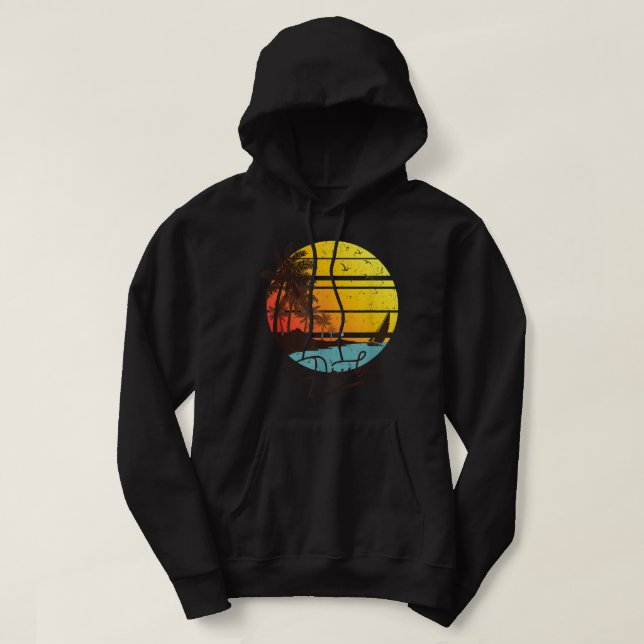 Aruba Retro Tropical Beach (tropisk persika) Hoodie (Design framsida)