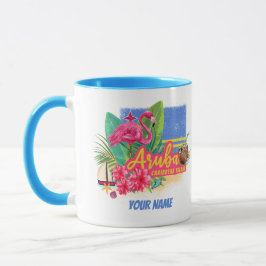 Aruba Retro-Västindien med Flamingo-Vintagen Mugg