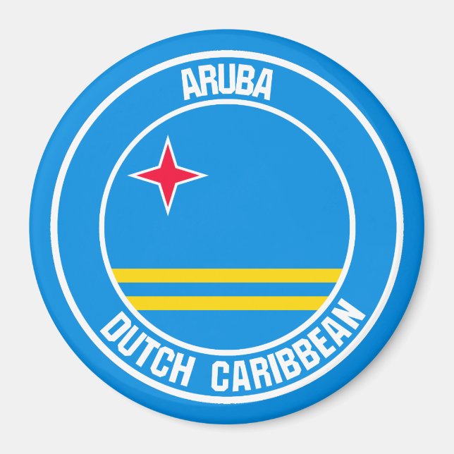 Aruba Round Emblem Magnet (Framsidan)