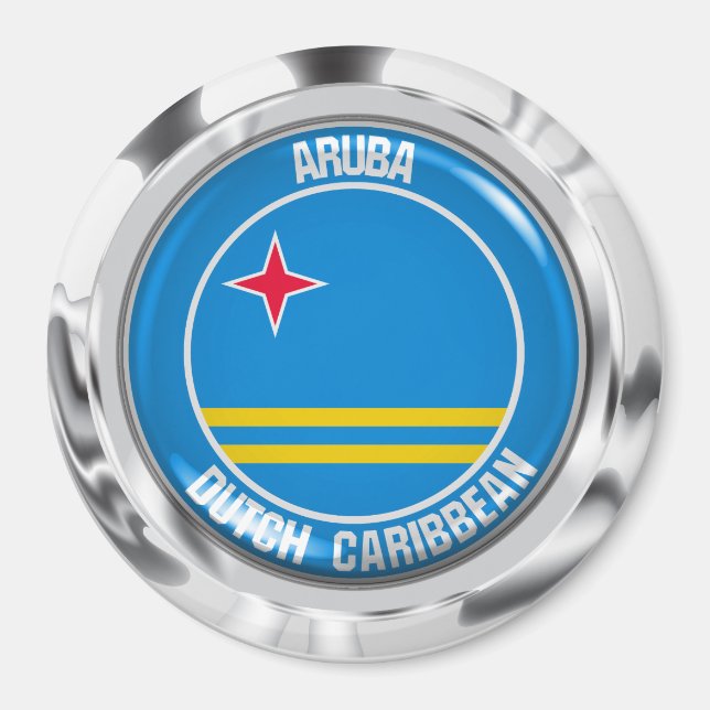 Aruba Round Emblem Magnet (Framsidan)