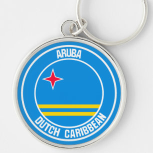 Aruba Round Emblem Rund Silverfärgad Nyckelring