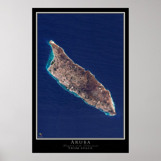 Aruba Satellite Poster Karta (Framsidan)