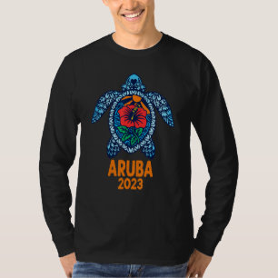 Aruba Sea Turtle Caribe 2023 Hibiscus Flower T Shirt